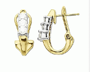 1ct Round-cut Diamond Hoop Earrings Gold 18K Yellow Gold Jewelry 