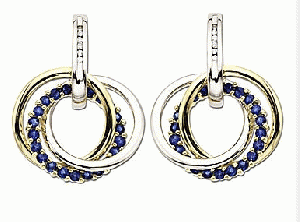 Diamond Earrings Sapphire Dangle Earrings in 18K White Gold 
