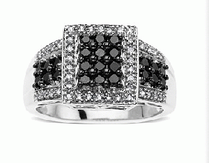 5/8 ct Black and White Diamond Ring in 14K White Gold 