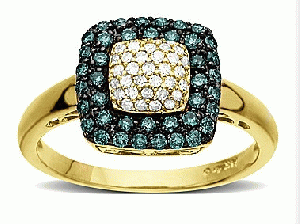 Girls Antique Rings With 1/2ct Green&White Diamond in 18K Gold 