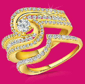 Charm 1 Carat Diamond Engagement Rings 18k yellow gold rings