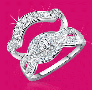 Popular 1 Carat Diamond 18K White Gold Wedding Rings