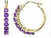 Purple Amethyst Hoop Ear Rings in18K Gold Hoop Earrings 