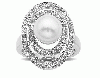 Freshwater Pearl and 1/3 ct Diamond Ring in 18K White Gold 