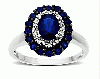 Fashion Ring Gold Jewel Blue Sapphire Ring in 18K White Gold with Diamonds 