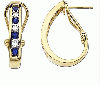 fashion 10k gold blue sapphire hoop earring